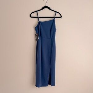 Blue Midi Dress with front slit